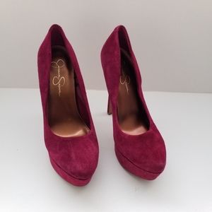 Jessica Simpson Waleo Platform Pumps Size 8.5B Rasberry Suede Heels Pumps